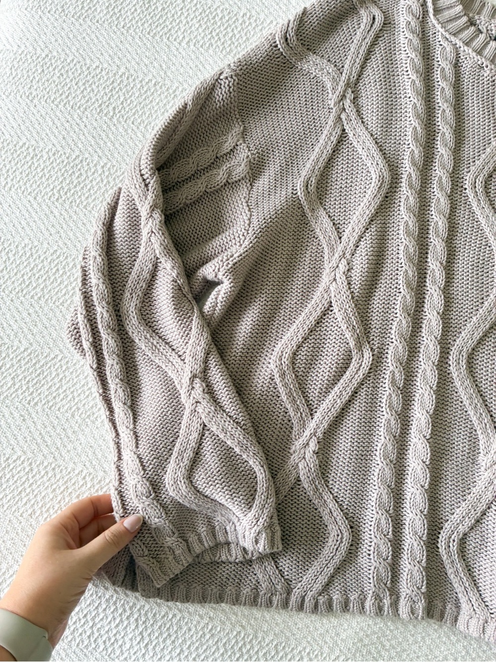 wild fable Cable Knit Crewneck Sweater in Light Taupe - Picture 2 of 4